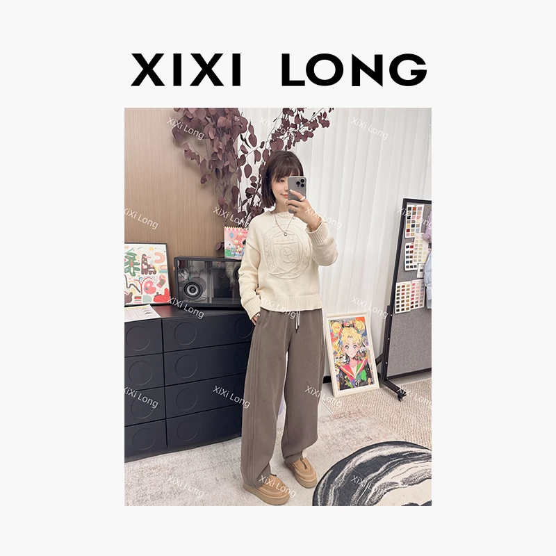 大喜【轻盈漫步】慵懒设计条形分割加厚加绒窄版弯刀卫裤 DX243807