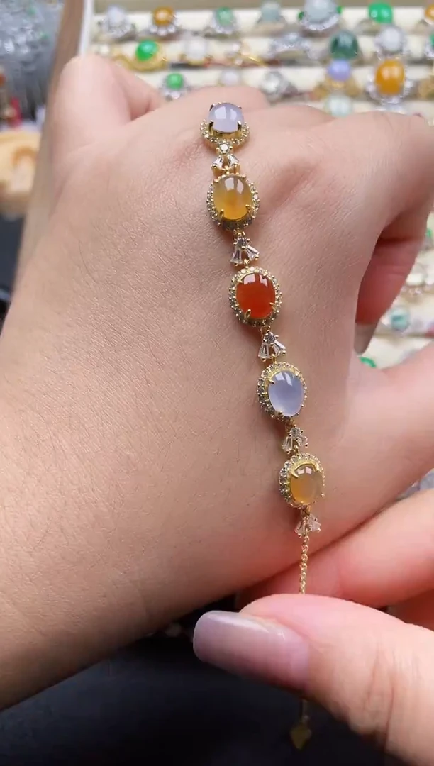 银S925镶嵌手链翡翠64