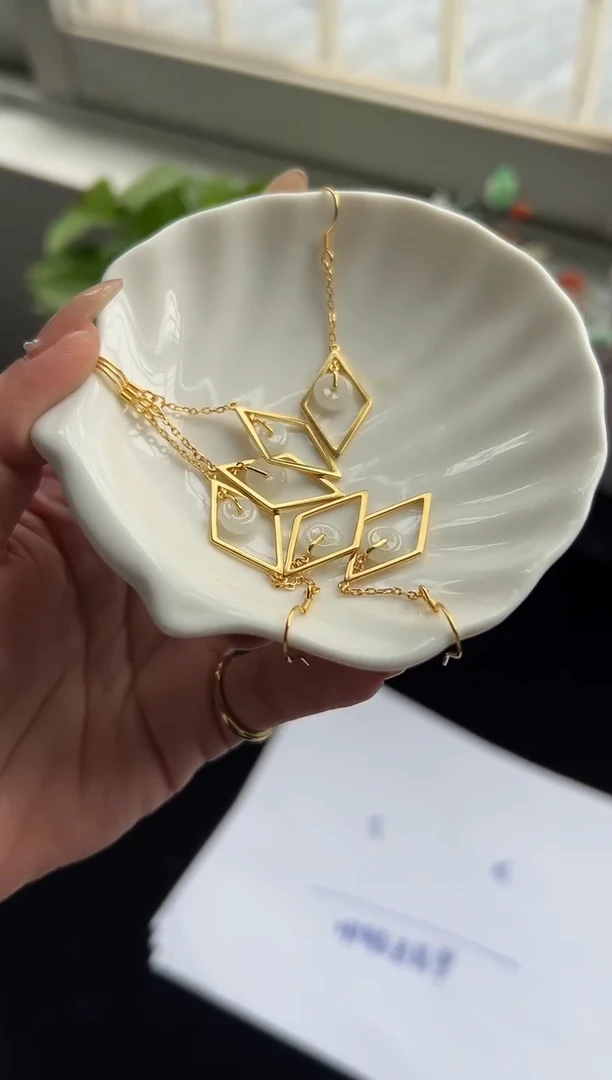 银S925镶嵌翡翠耳饰多样性发一对