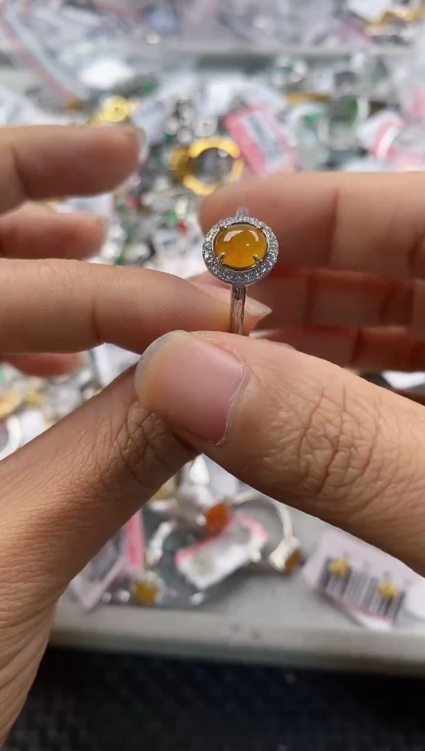 银S925镶嵌戒指翡翠444---2