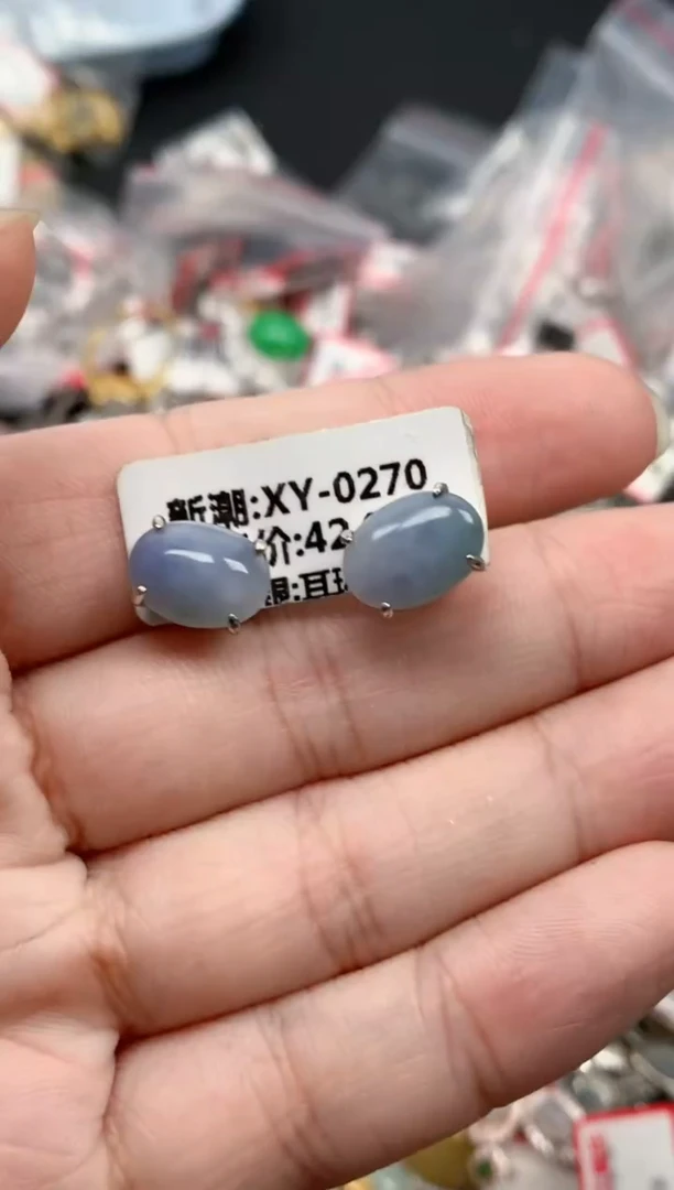 翡翠戒指银S925镶嵌天然缅甸翡翠
