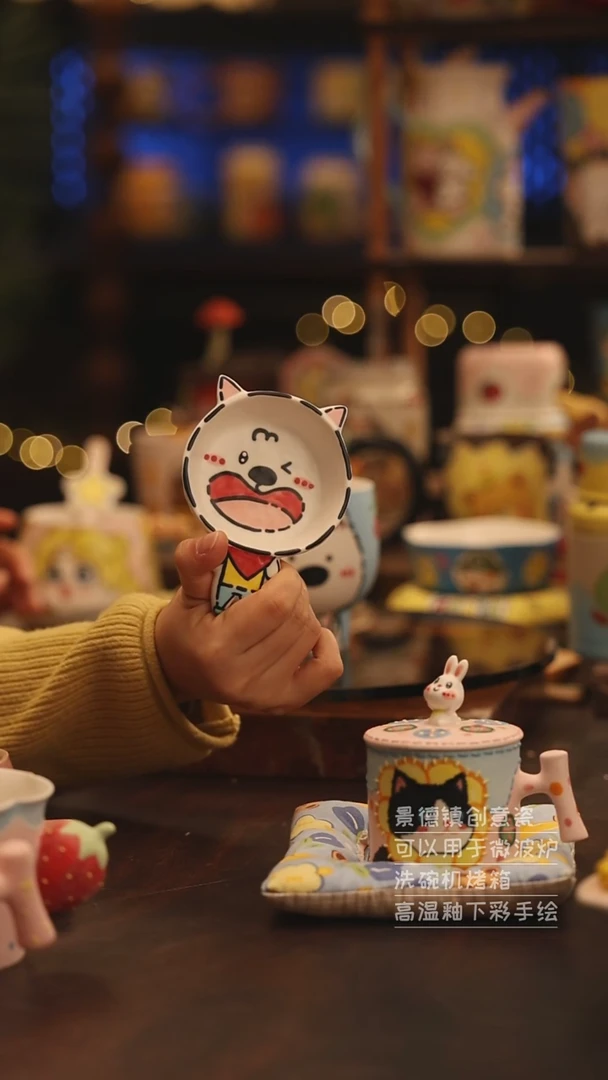 陶瓷景德镇可爱陶瓷釉下彩绘设计师款