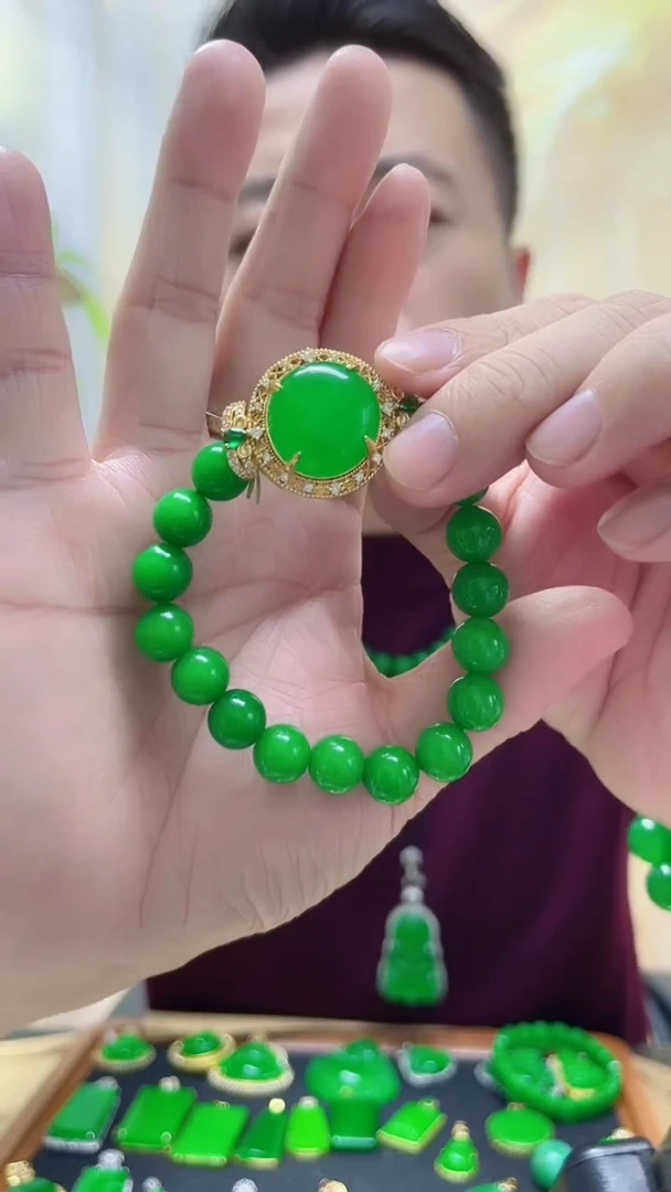 14K金镶嵌手链翡翠翡翠手链