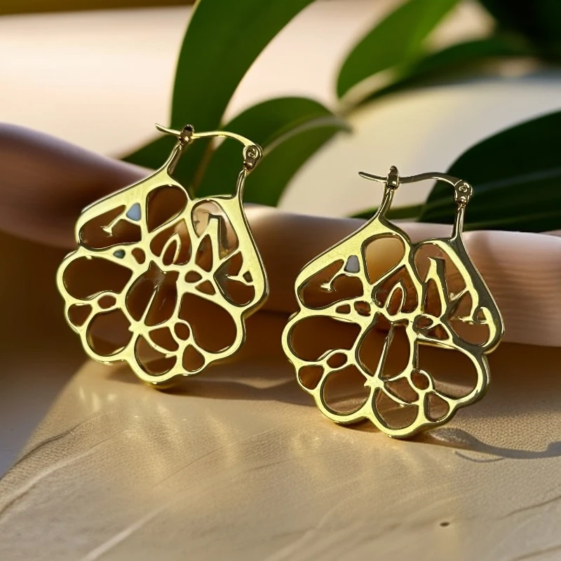 愿岛 黄铜耳饰 法式气质风个性镜面金属金色窗台设计感耳环EH2558