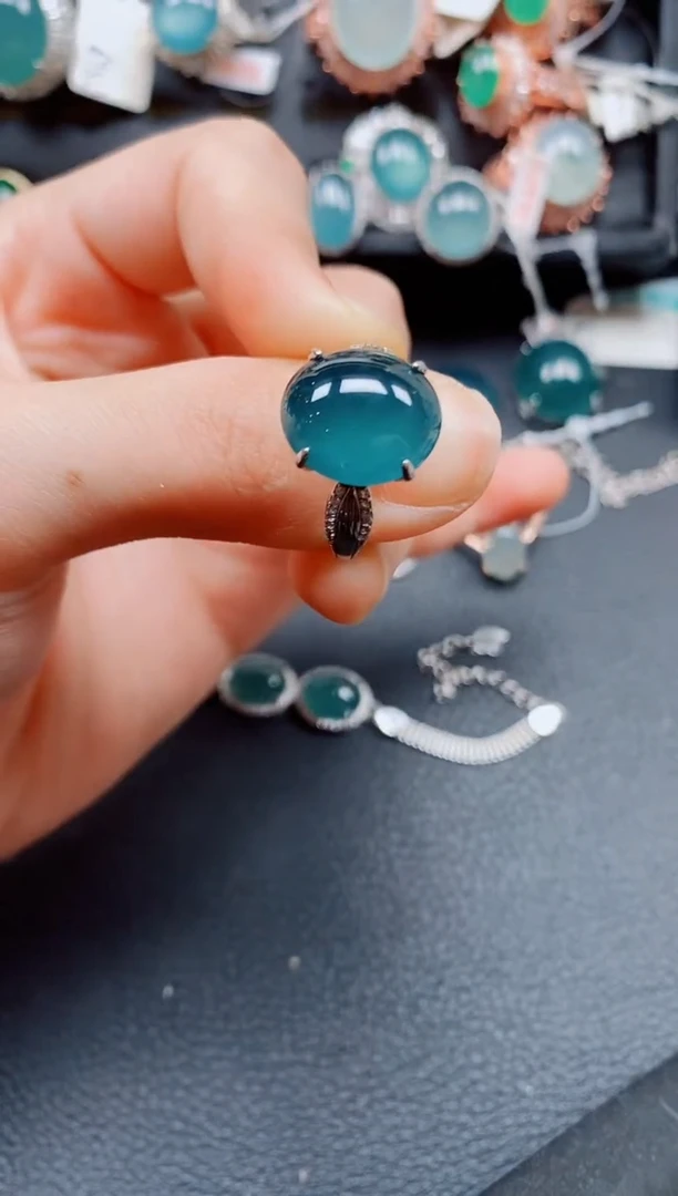 银S925镶嵌戒指翡翠翡翠