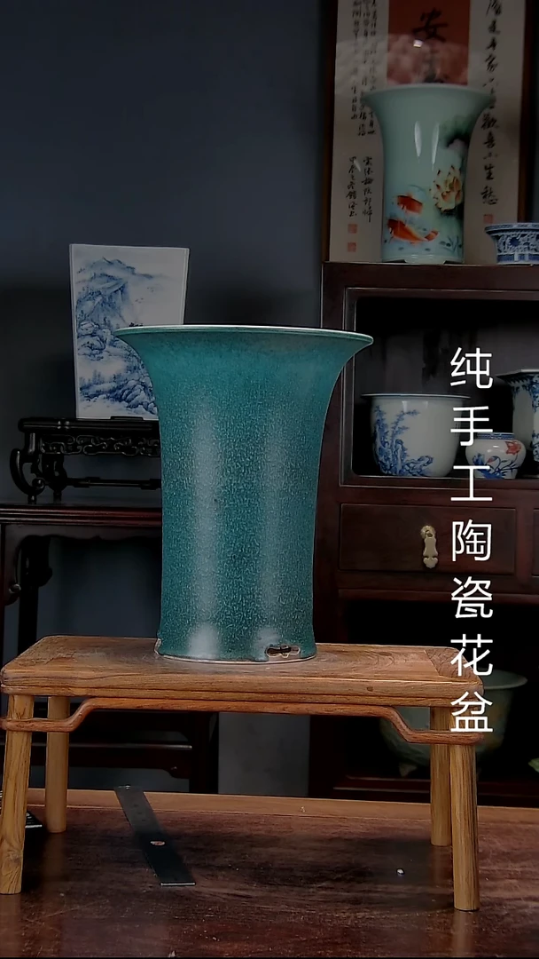 竹**韵景德镇陶瓷手工花盆