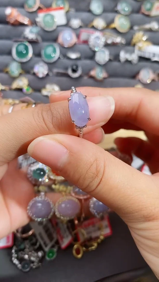 【闪购商品】翡翠戒指银S925镶嵌瑞丽市颜玉珠宝