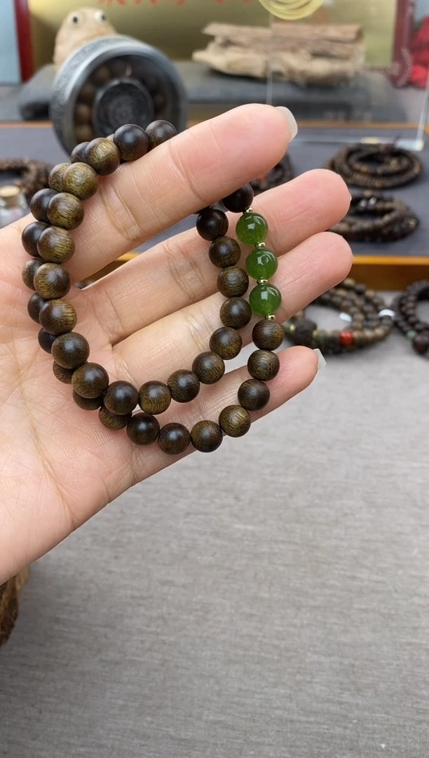 【闪购商品】沉香手串双圈芽庄玉化白棋楠0.8沉水+配饰