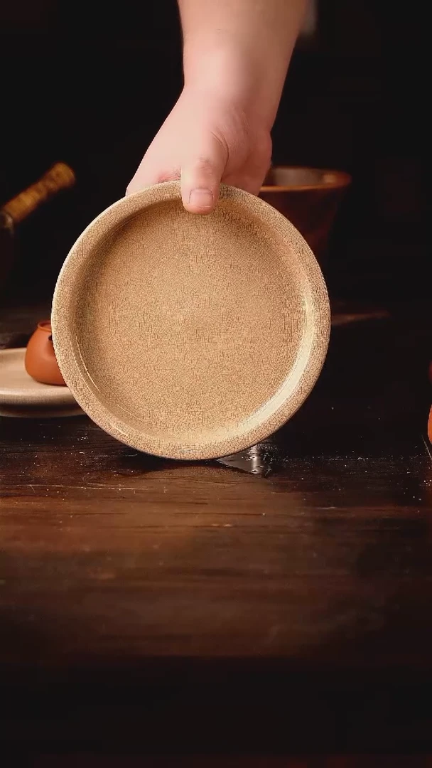 老漳州窑可养开片开线壶承   大直径18cm