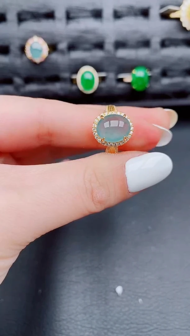 【闪购商品】翡翠戒指银S925镶嵌天然a货翡翠303