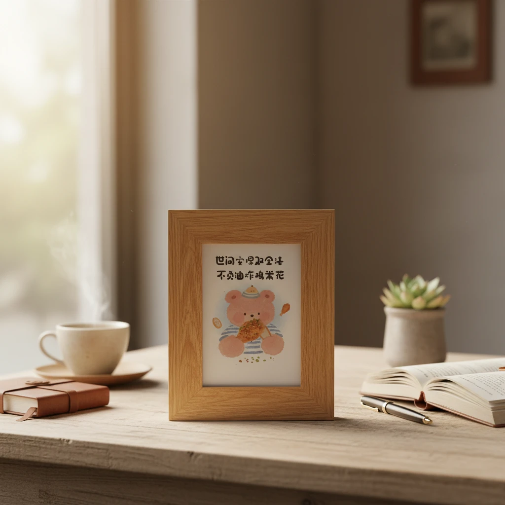 SJ-7寸-615A-33油炸鸡米花原木色相框摆台