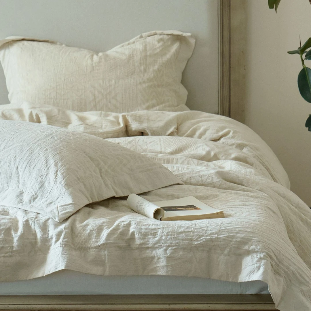 「棉麻色织被套」BYSJ色织纹理棉麻被套家用工艺款纹理柔软