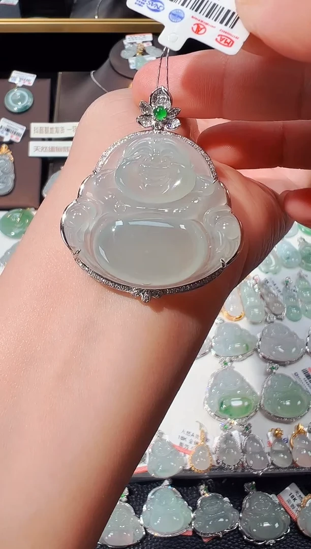 【闪购商品】翡翠吊坠(不含链)18K金镶嵌佛公吊坠889