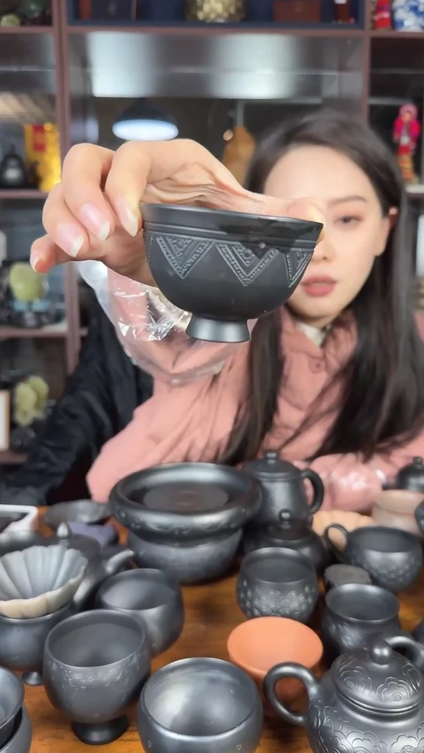 神农黑陶特制杯子