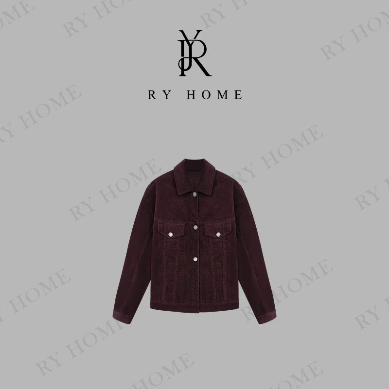 【容雨RYHOME】“酱紫牛”秋季新款翻领灯芯绒外套243W1871