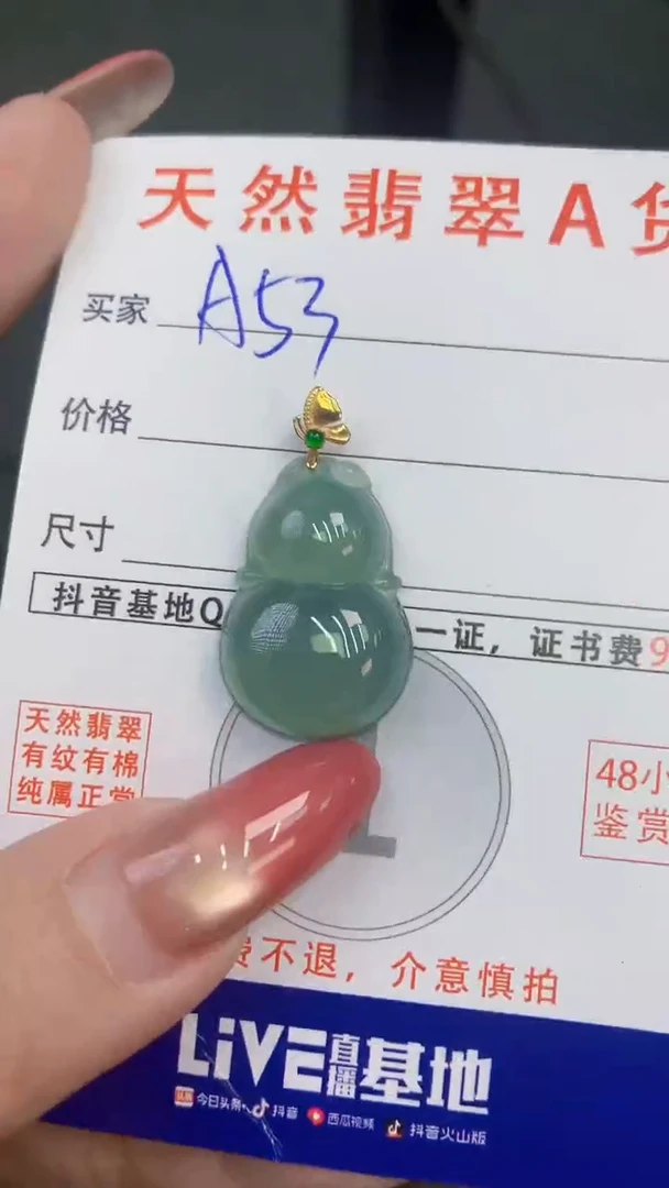 颈饰18K金镶嵌翡翠天然A货翡翠挂件