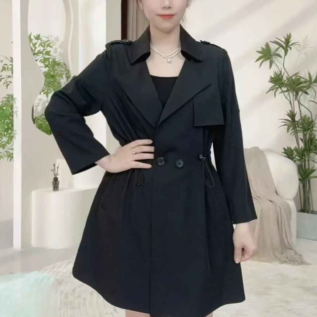【Z1429】2024年春季新品女时尚气质中长款百搭风衣外套