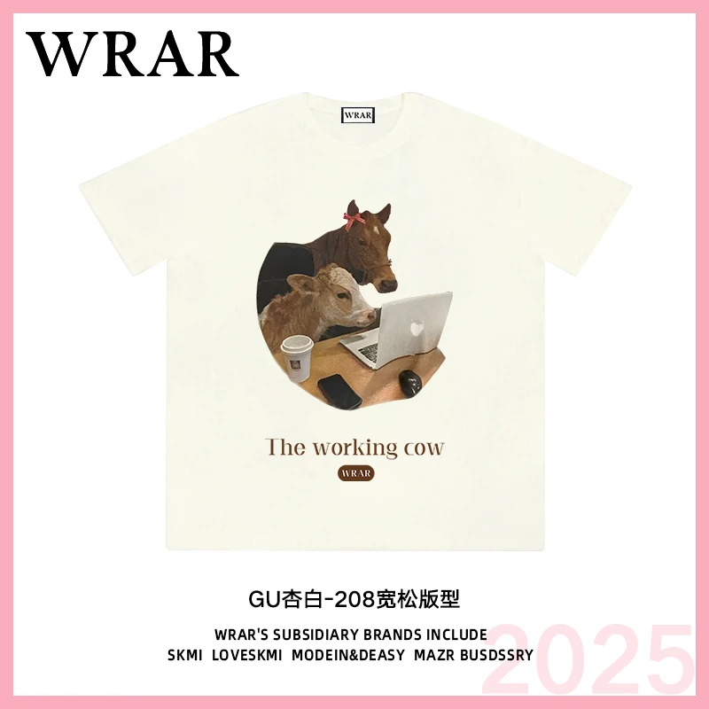 【上班牛牛】 新品圆领夏季透气宽松T恤情侣半袖动漫春夏印花