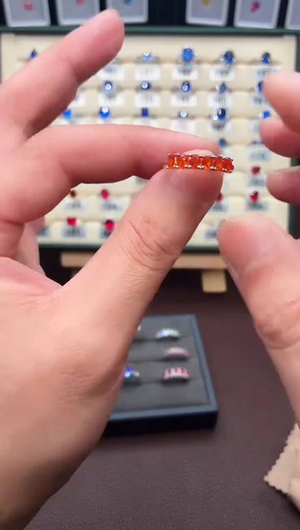 银S925镶嵌戒指石榴石（芬达石）易**41