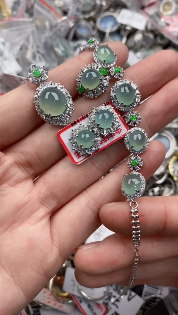 银S925镶嵌戒指翡翠4444-----4