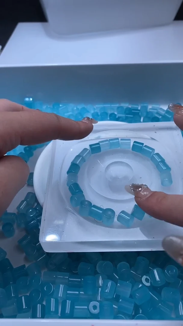 颈饰未镶嵌石英质玉w2980海蓝桶珠8*8mm*10颗