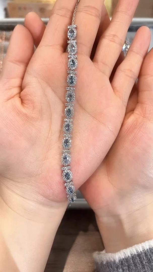 【闪购商品】海蓝宝石手链银S925镶嵌09