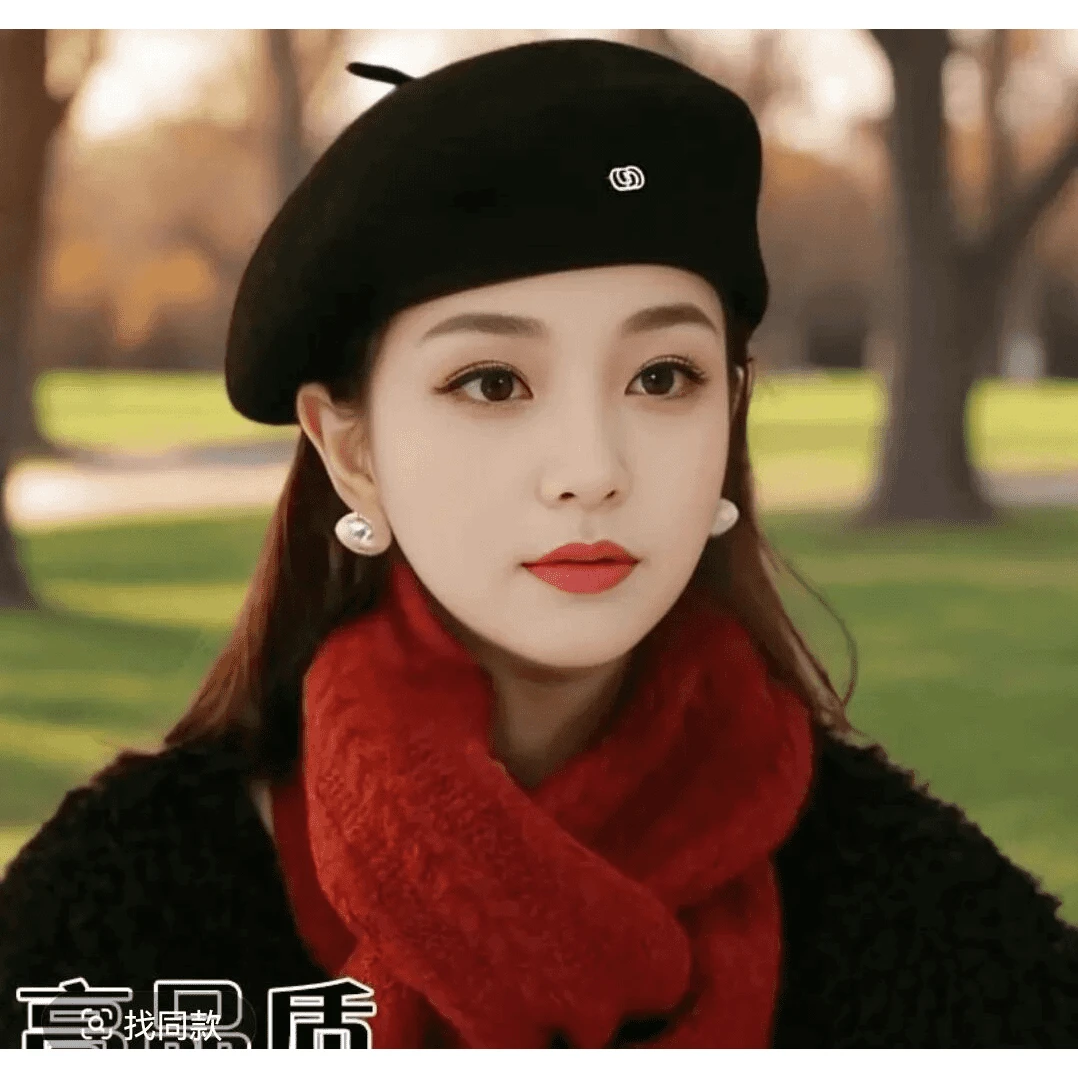 红色贝雷帽女2025 新款时尚百搭羊毛呢韩版定型显脸秋冬新款优雅