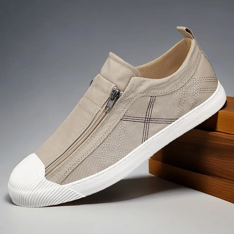 男士布鞋男款白色鞋子潮鞋2025新款夏季透气防臭休闲帆布鞋小白鞋