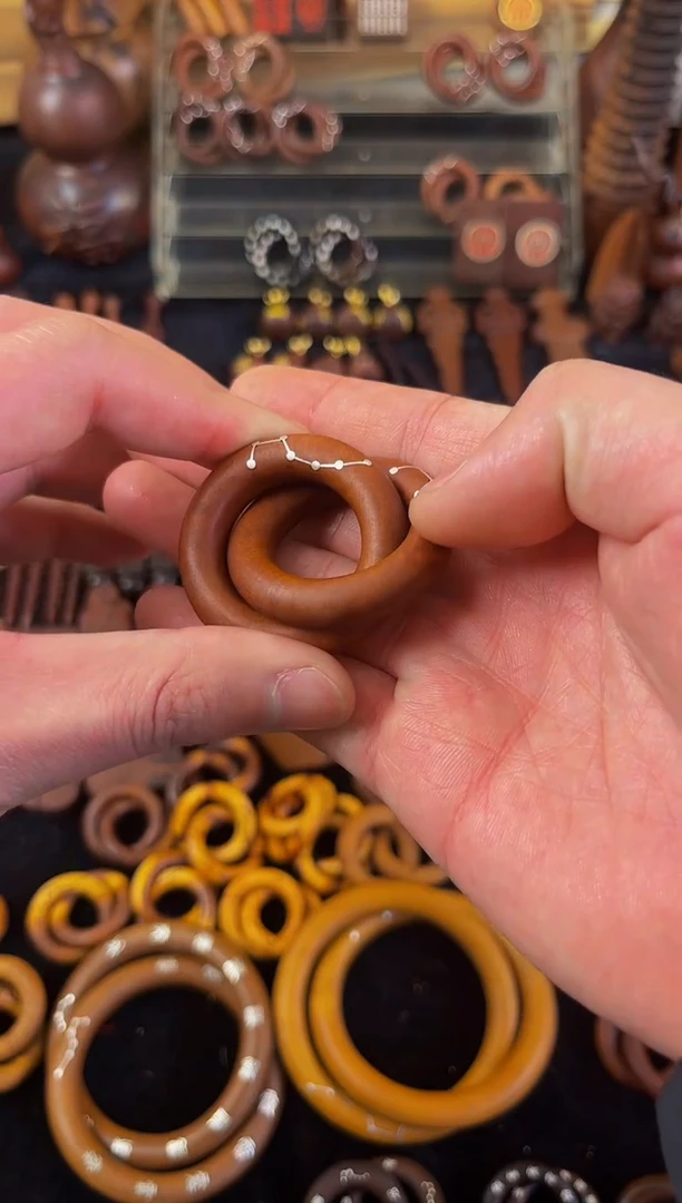 【闪购商品】木枣木镶嵌银七星乾坤圈