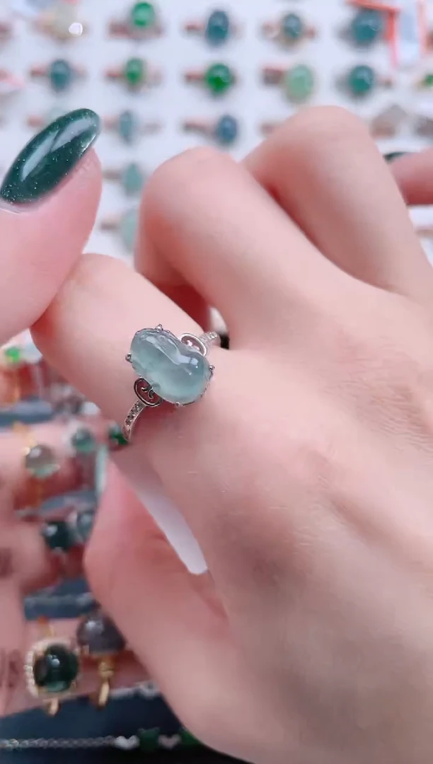 银S925镶嵌戒指翡翠天然翡翠