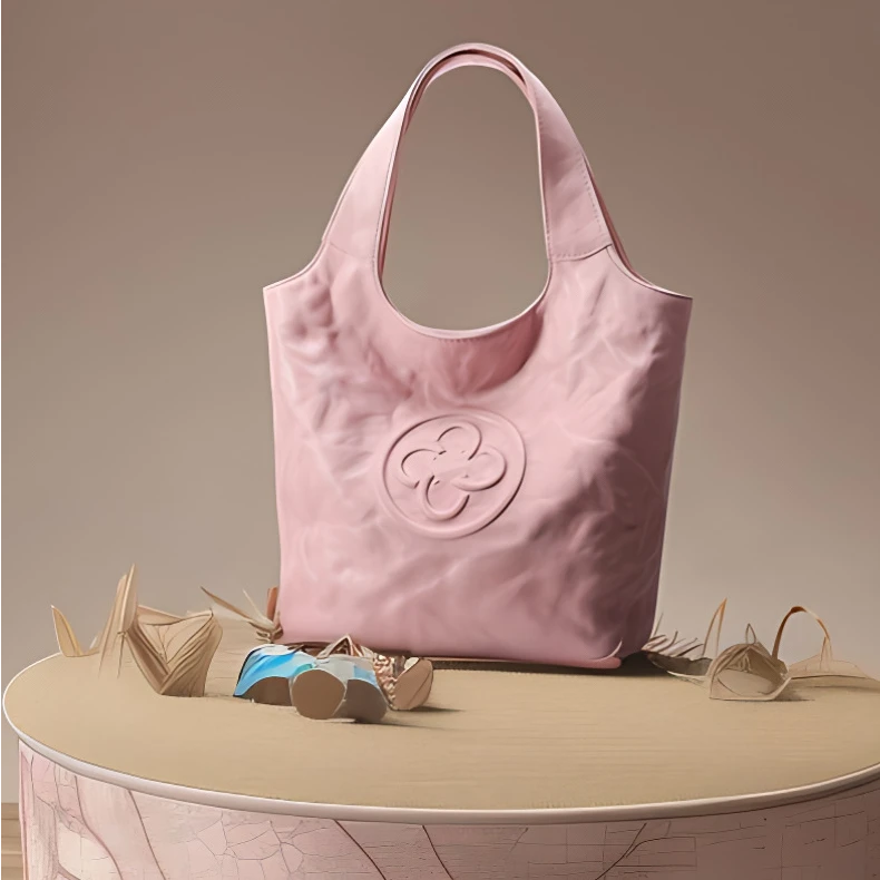 思乐小菜篮包水桶包粉色2025新款高级感褶皱斜挎包女多