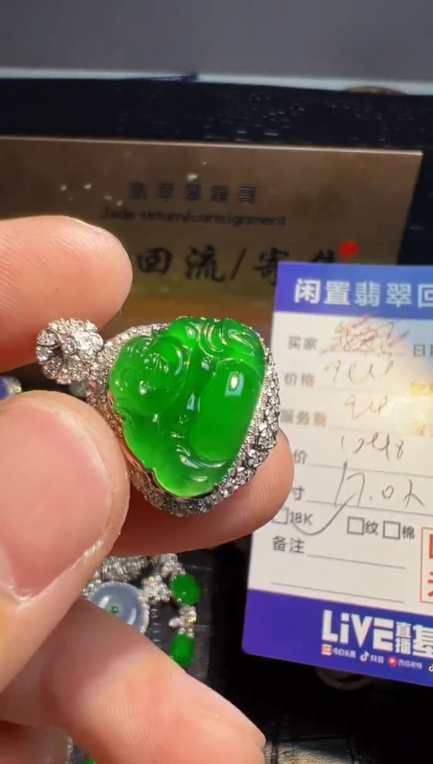 【闪购商品】翡翠颈饰18K金镶嵌翡翠回流