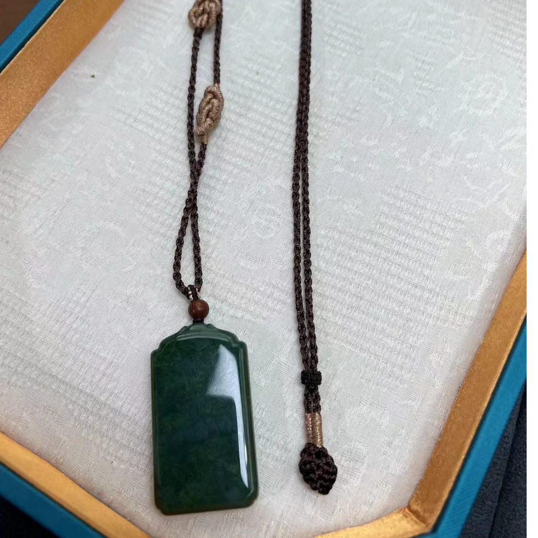 精品和田玉 碧玉大无事牌 吊坠 h492