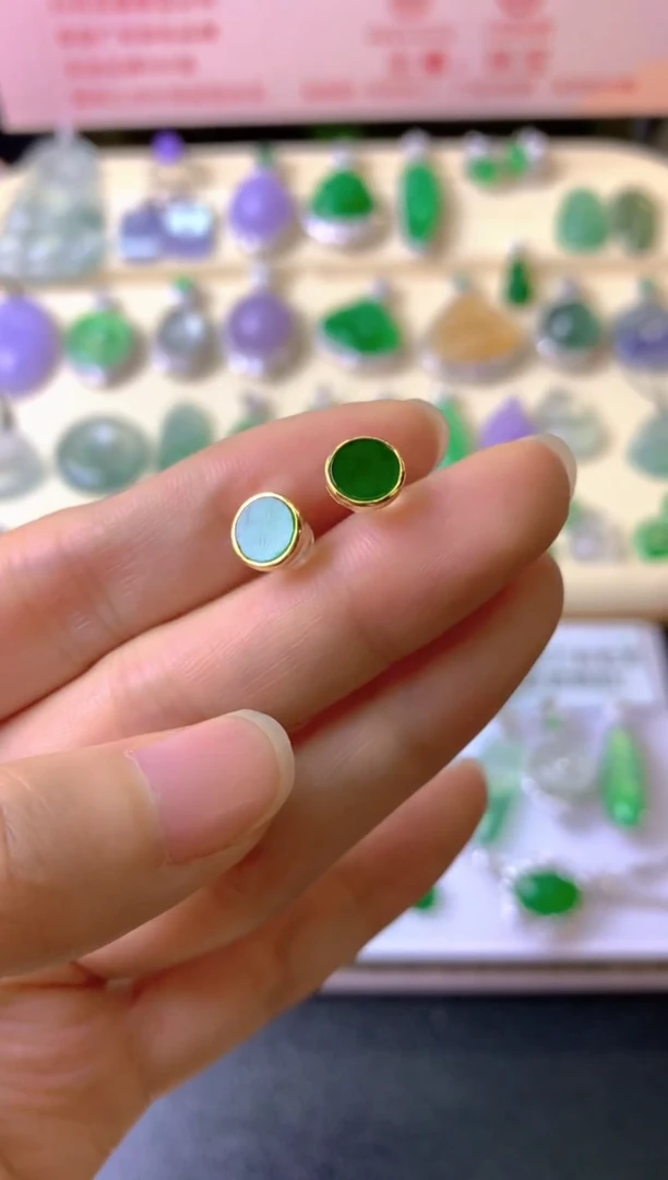 银S925镶嵌翡翠耳饰一****暖耳饰