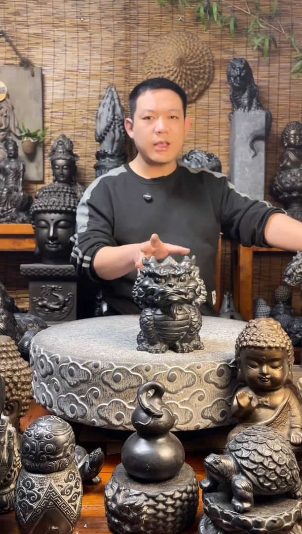 石材20萌麒麟宝宝天然青石雕刻