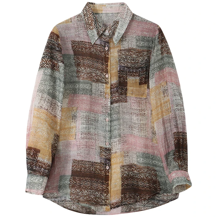 【封后轻奢设计】2025新款高级感风印花休闲衬衫上衣58381