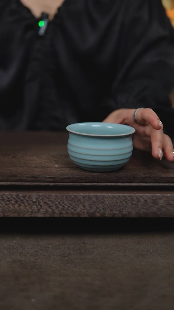 杯仿古宋臻釉炫纹杯微瑕
