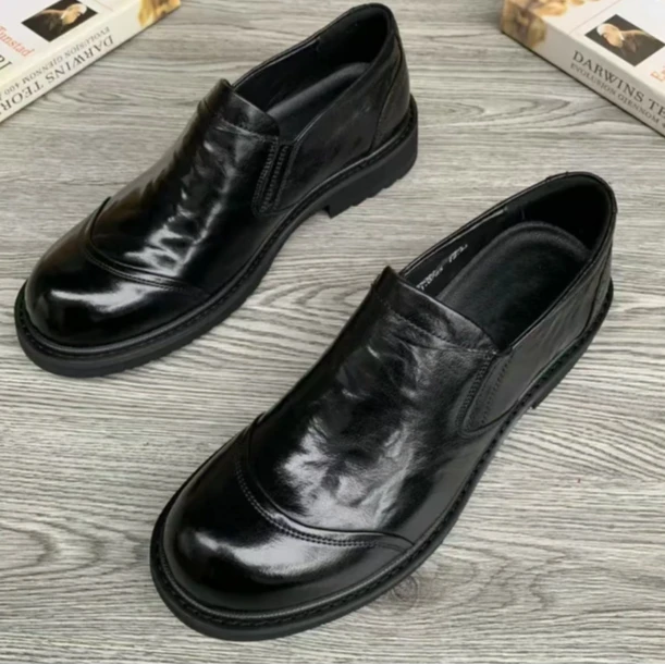 【真皮】春季新款商务正装皮鞋真皮圆头舒适男士英伦风大头皮鞋