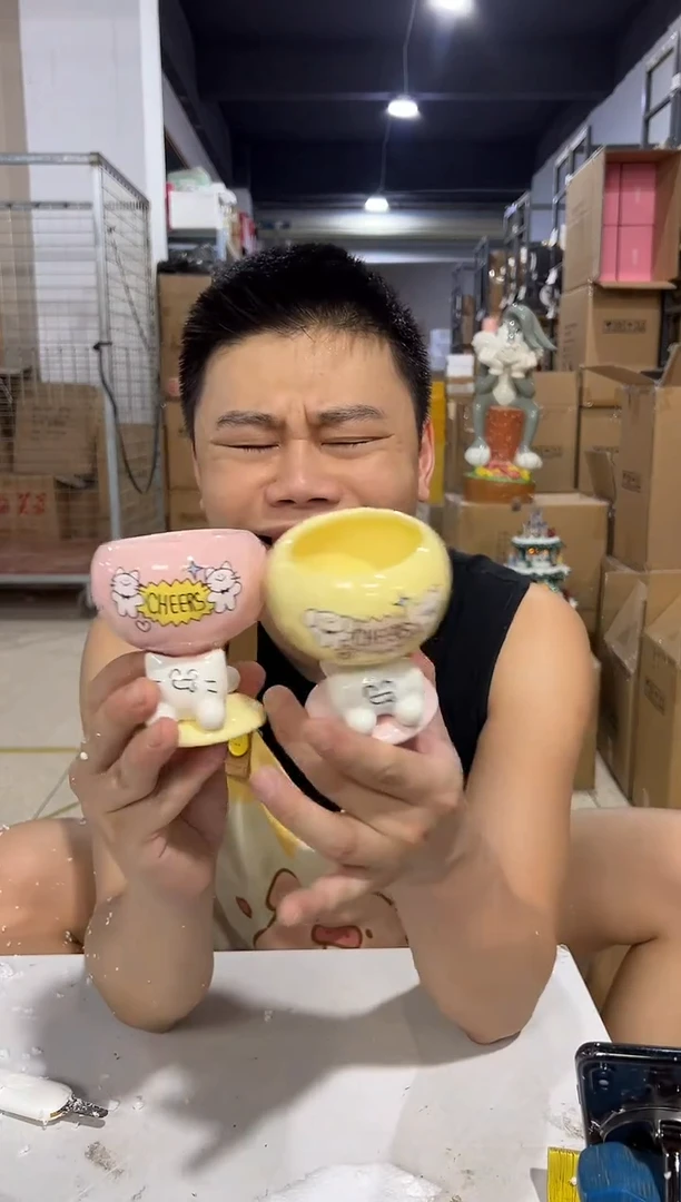 瓷片马克图布猫狗小茶杯2件套