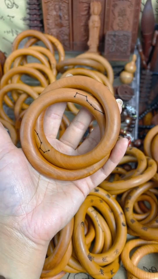 【闪购商品】枣木木雕乾坤圈微瑕60圈口一物一拍