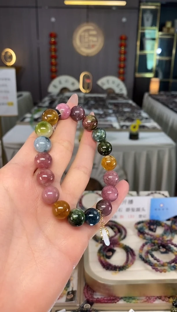 未镶嵌老矿碧玺彩虹单圈手串11mm+碧玺（多样性发一条）mz