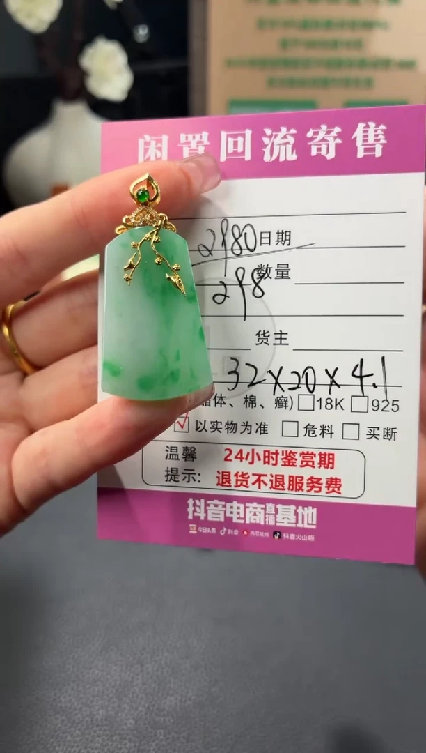 颈饰18K金镶嵌翡翠快****儿00001973