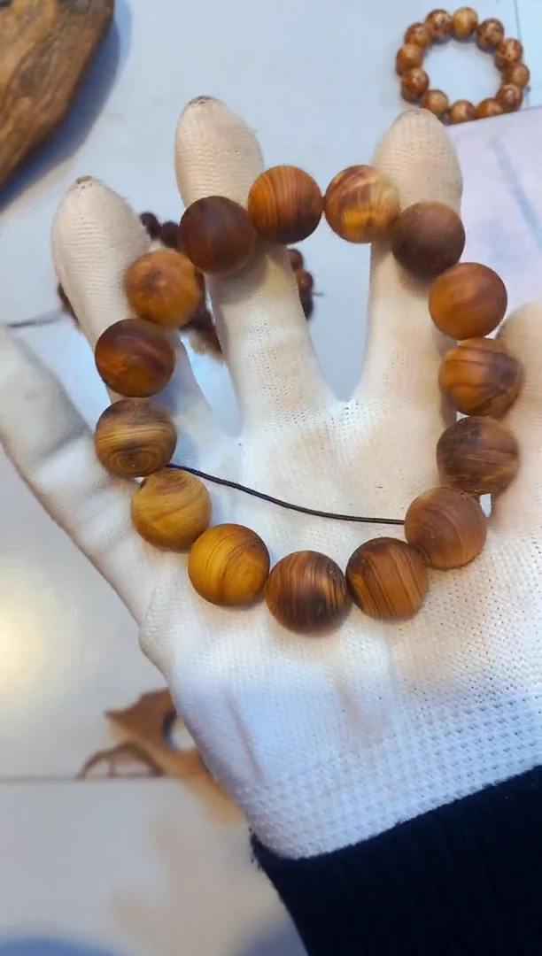 柏木（崖柏）52雷毛闪1.5单条北太行崖柏手把件手串