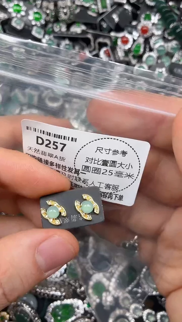 颈饰未镶嵌翡翠D257耳钉