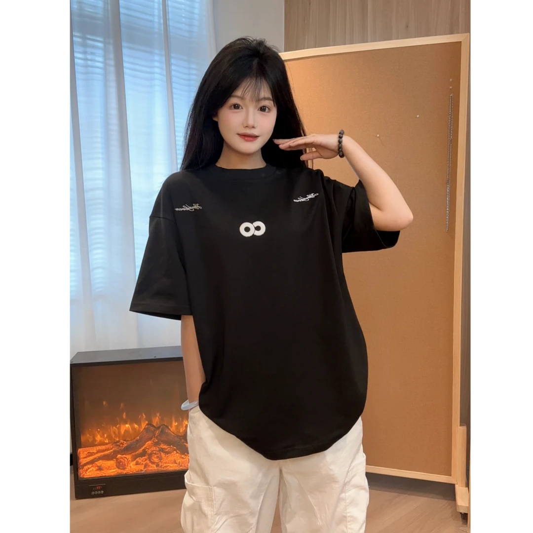 HandSeven重磅潮牌美式重工刺绣夏季韩版宽松圆领短袖T恤设计感