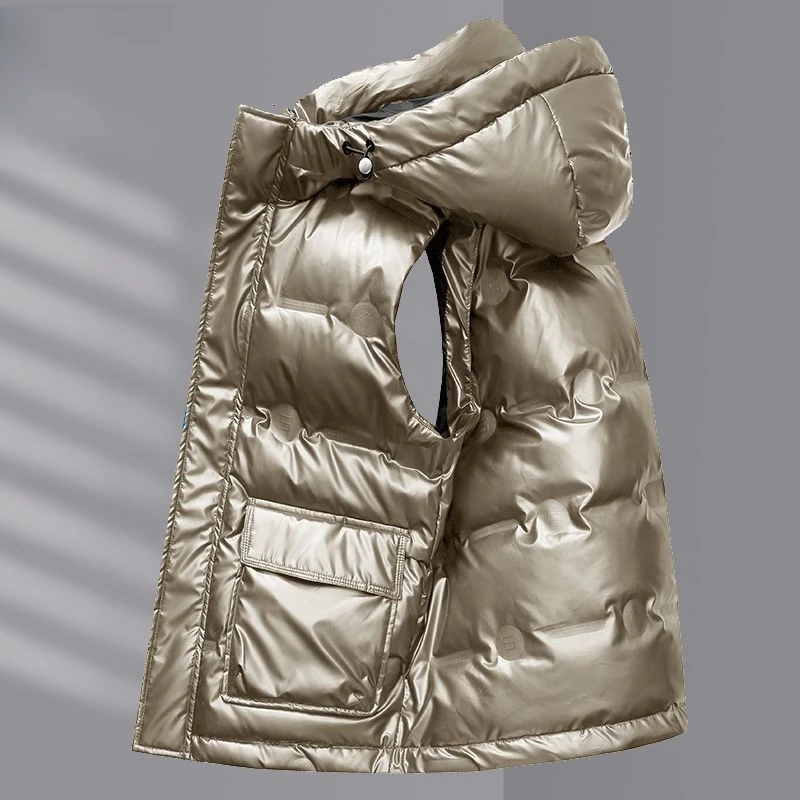 TERINELO/黛芮奈勒连帽羽绒服马甲冬季新款连帽鸭丝绒羽丝马夹