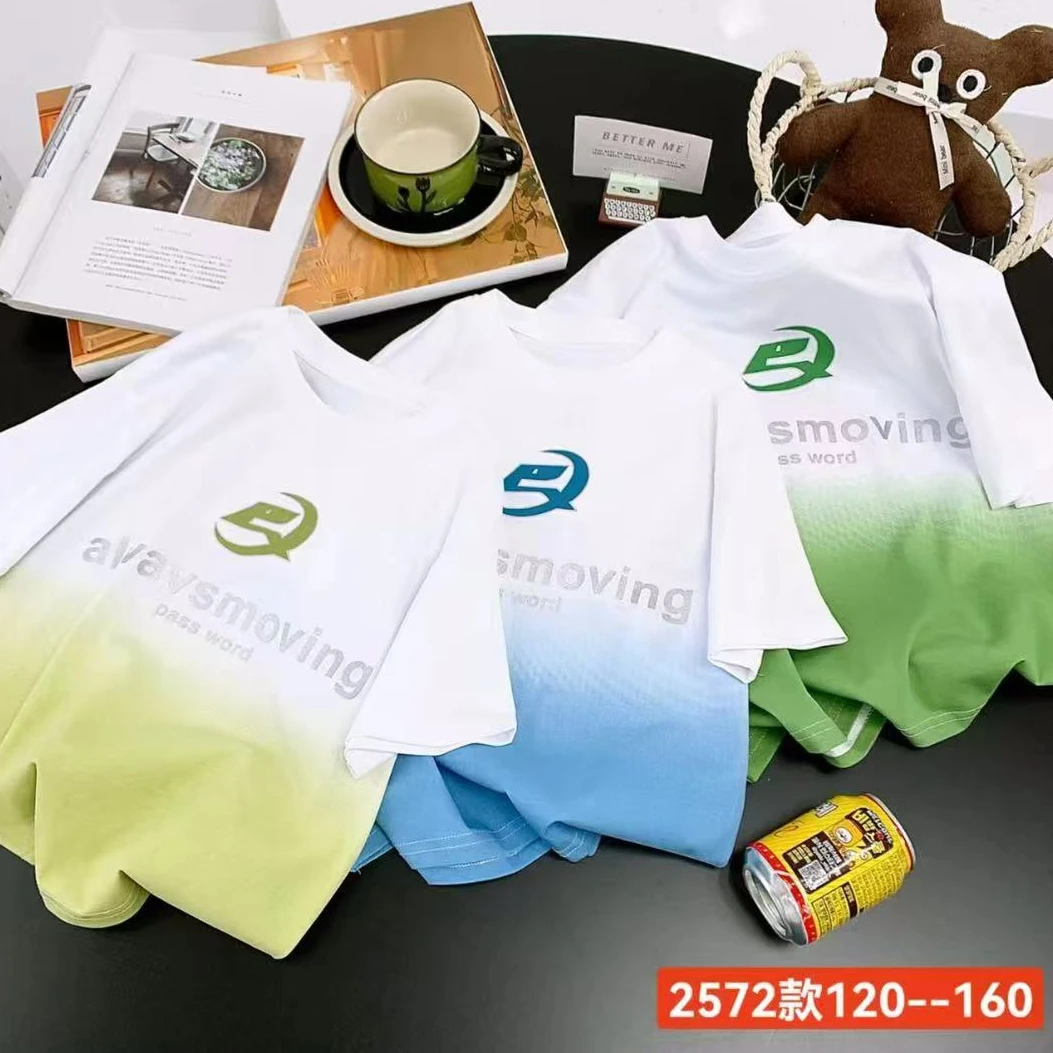 B027衣缘儿童夏季短袖T恤吊染a字母款2572