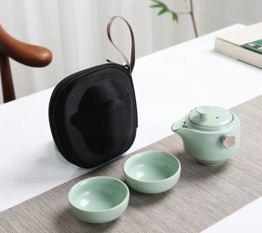 当代汝窑梅花韵旅行茶具套装LC