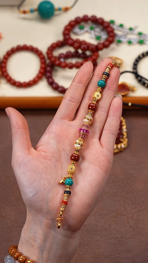 18K金镶嵌绿松石手链寻***树柒禧文玩回血好物