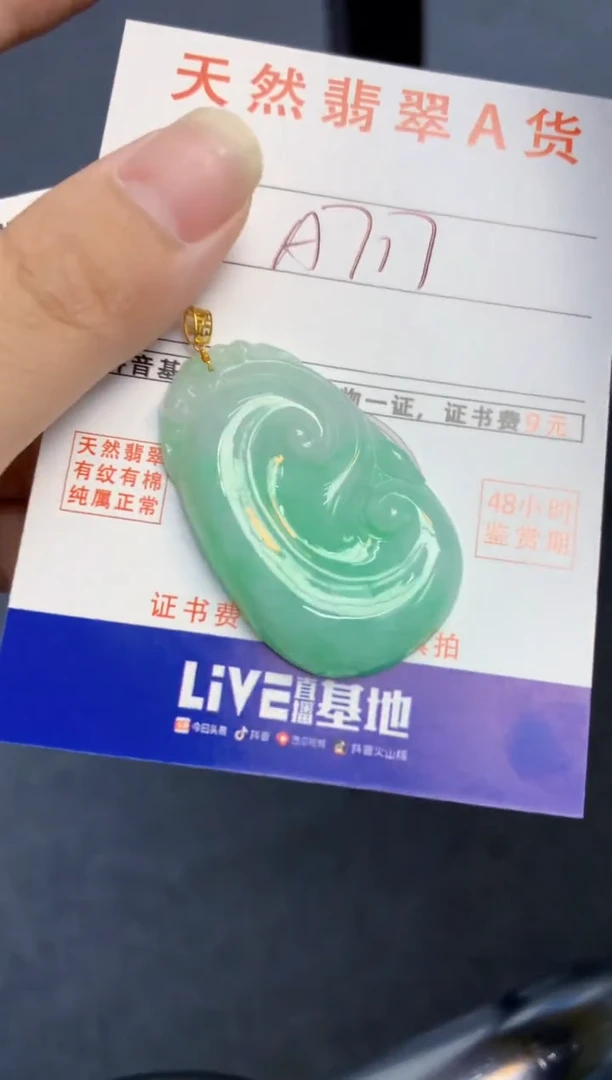 颈饰18K金镶嵌翡翠天然缅甸A货翡翠